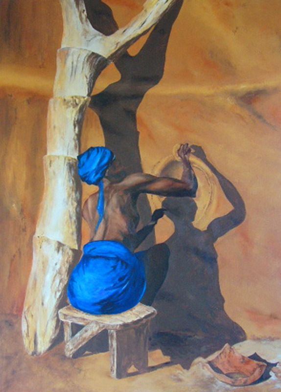 Nankani Woman Working On Her Mud House  Nankani Woman Working On Her Mud House